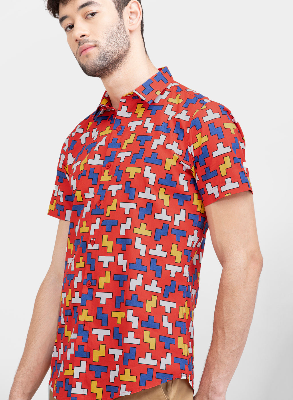 Tetris Print Slim Fit Shirt – Sprezz.in