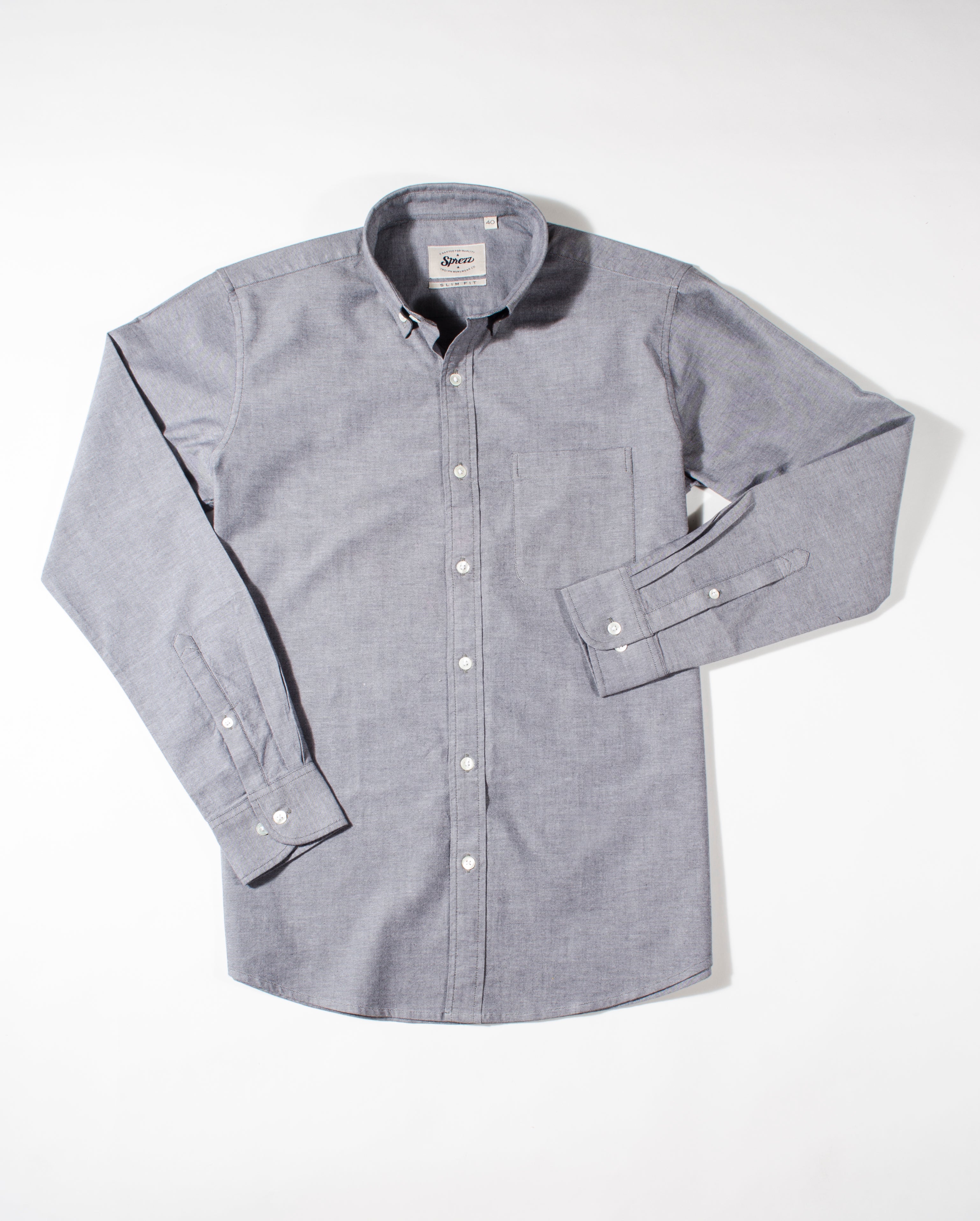 Grey Oxford Button Down Slim Fit Shirt – Sprezz.in