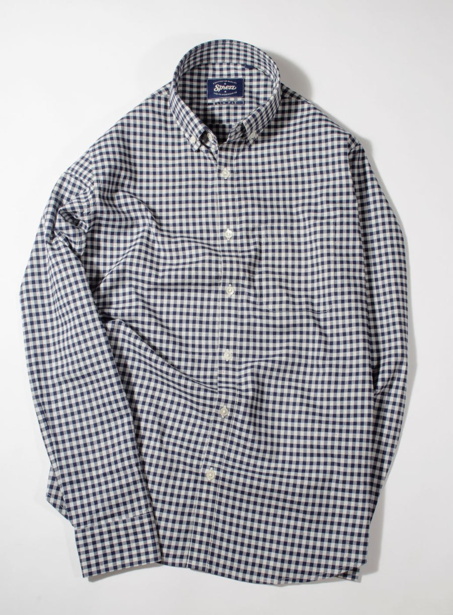 Donegal Navy Blue Gingham Check Button Down Slim Fit Shirt – Sprezz.in