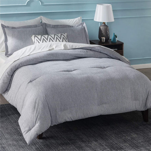 Gray Cationic Dyeing Bedsure Comforter Set on bed in bedroom