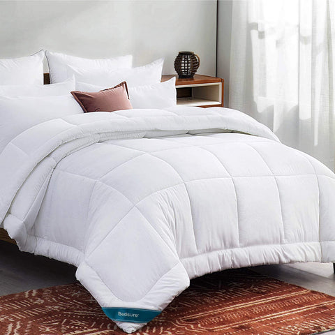 White Bedsure Down Alternative Comforter on bed