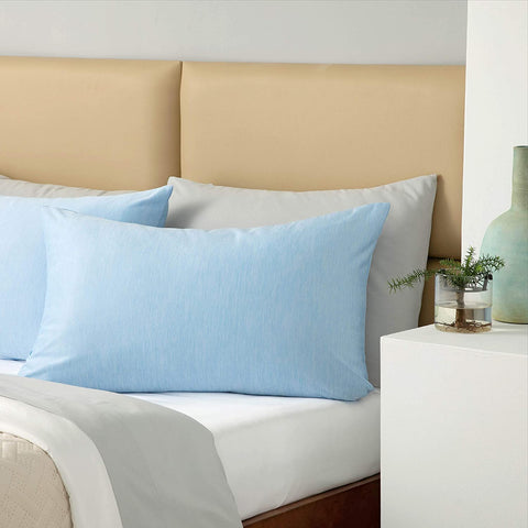 Cooling pillowcases on pillows on comfortable double bed / Cooling Pillowcases from Bedsure