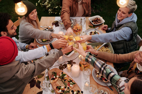 People toasting each other at Thanksgiving - photo by Askar Abayev from Pexels