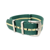 Premium Thick Woven NATO Watch Strap - Emerald Green and Sand