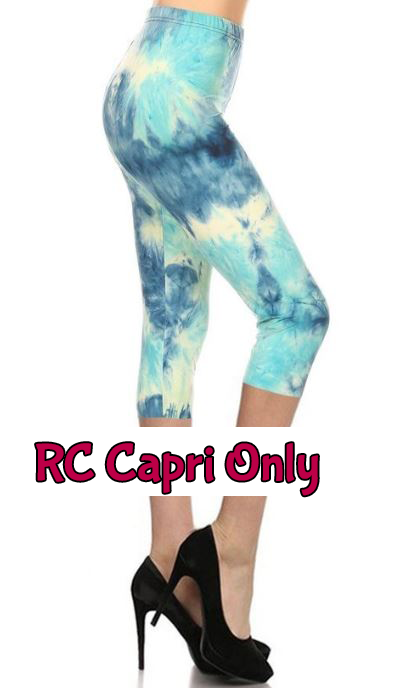 163 Blue and Turquoise Tie Dye LEGGINGS JV-T48T CAPRI ONLY LEFT