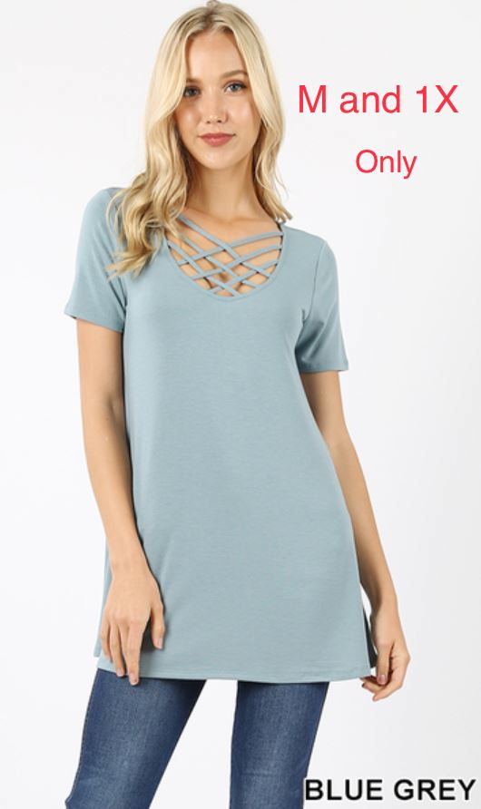 3533 1/4S Triple Lattice TOP in BLUE GREY