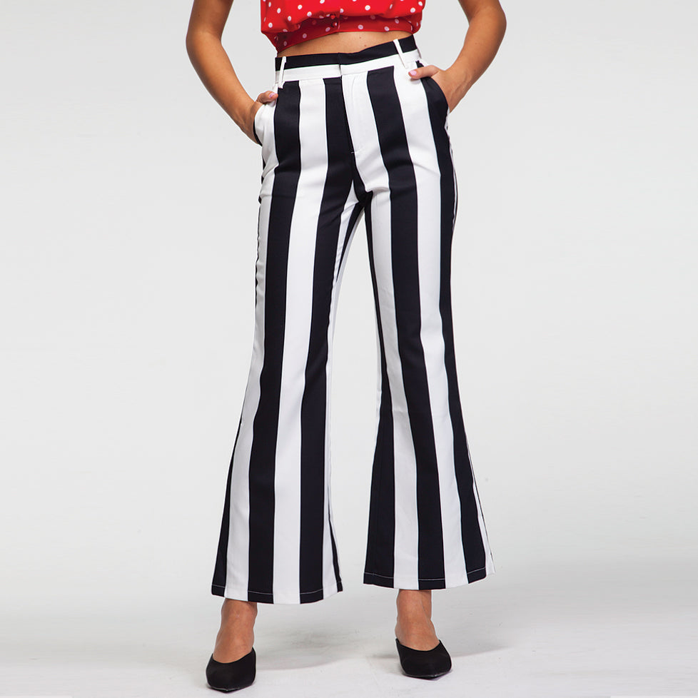 black and white striped pants