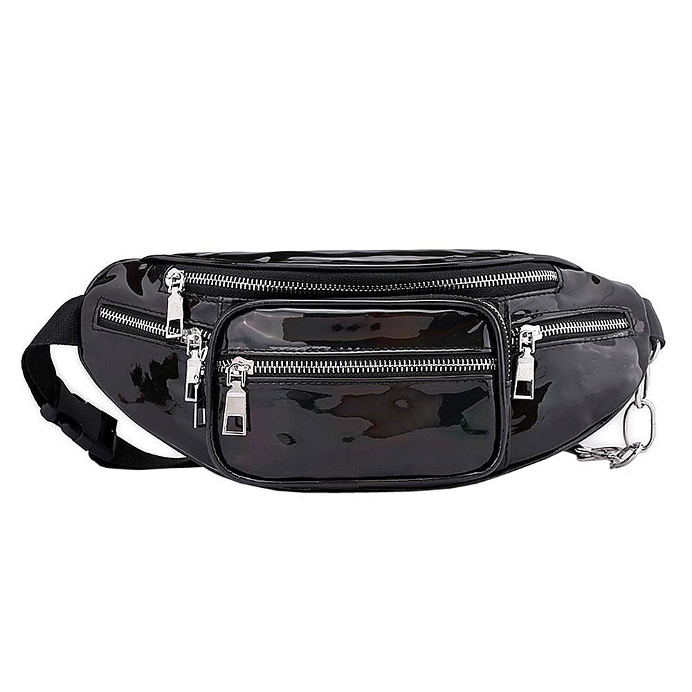 black shiny bum bag