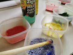 Mixing Bubble Paint ready for painting with Dr Zigs bubble painting kit for crafting and indoor fun