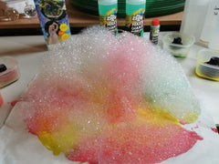 Bubble foam for bubble painting with Dr Zigs Bubble Painting kits great for indoor bubbles, messy play, sensory activities and crafting