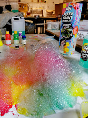 Bubble foam for bubble painting with Dr Zigs Bubble Painting kits great for indoor bubbles, messy play, sensory activities and crafting