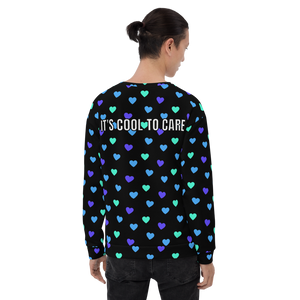 maillot.co | It's Cool To Care Heart Print Sweatshirt - Black/Blue