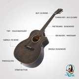 Kalena KGSMT813-FX Solid Mahogany Top guitar with FX