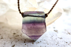 Fluorite Flag Cord Necklace