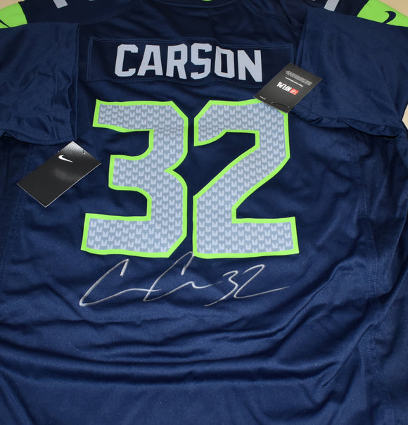 Chris Carson Signed Seahawks Jersey w 