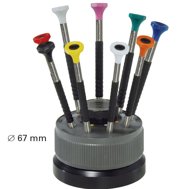 Bergeon 6899-S09 Set of 9 Ergonomic Screwdrivers On A Rotating