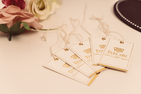 Bridal lingerie branding hang tags gold foil