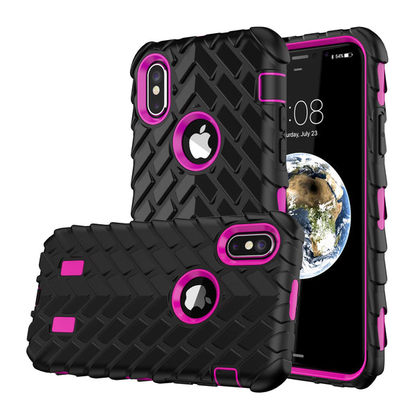 Tyre Grain Heavy Duty Hybrid Case Cover for iPhone XS  - Pink - Alpha Accessories