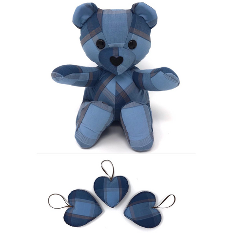 memorial teddy bear and ornaments