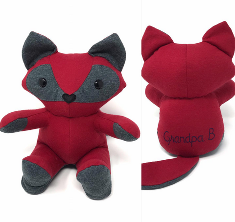 memory fox stuffed animal made from shirts