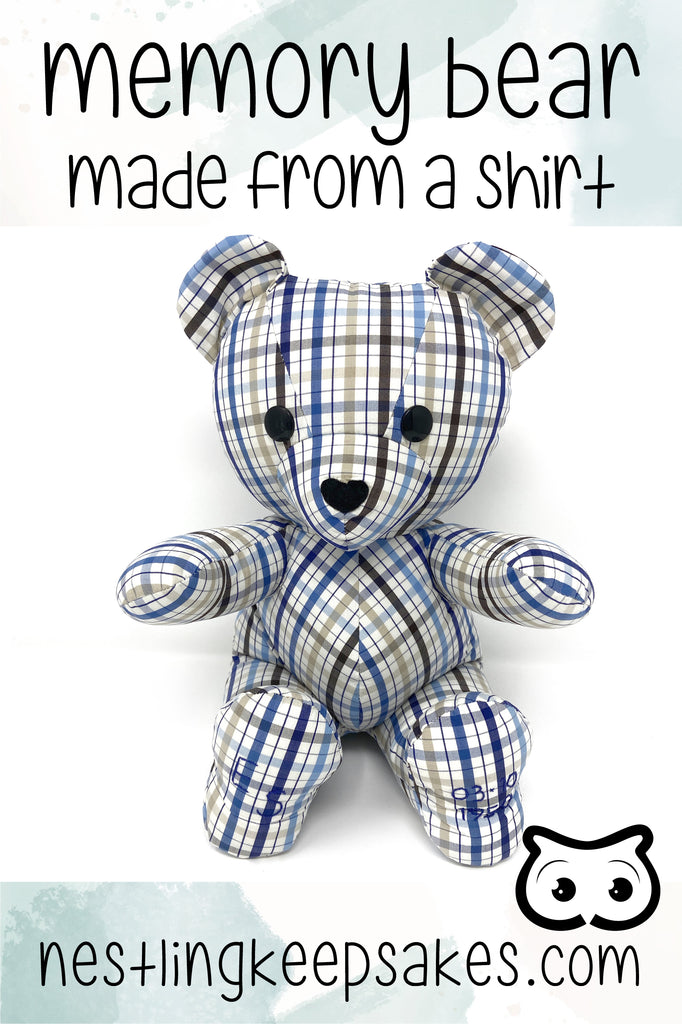 classic mewmory bear made from a shirt