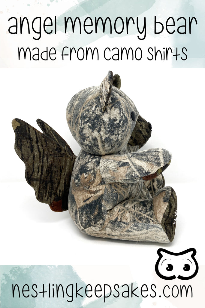 camo angel memory bear