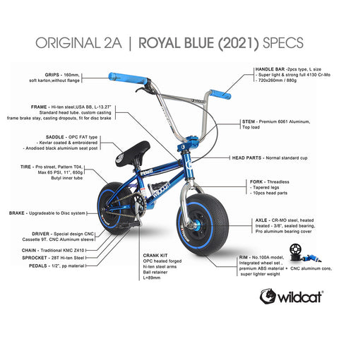 Wildcat Mini BMX Original 2A Royal Blue 2021 Cross Wheel Set