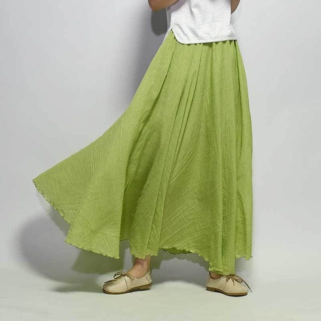 Cotton Linen Long Skirt