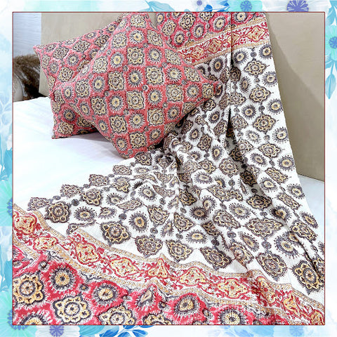 Coral Tulip Throw & Cushion Covers Set