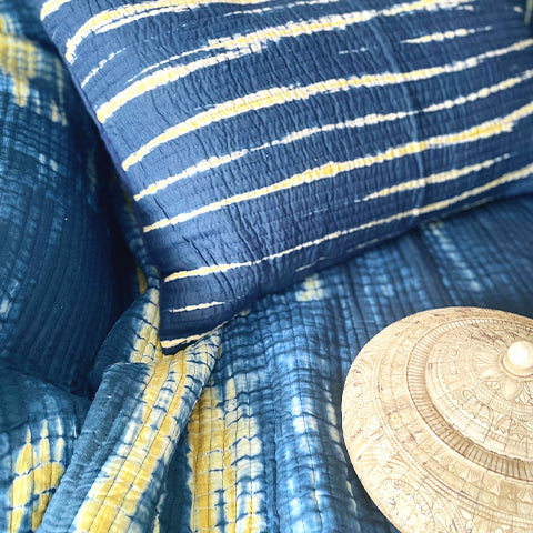 Blue Arashi Quilted Bedcover Set