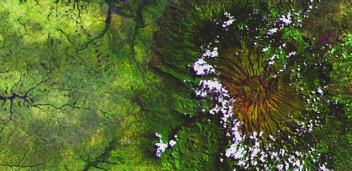 Satellite image of Mt Elgon at the border of Kenya and Uganda