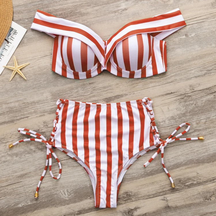 striped swimsuit two piece