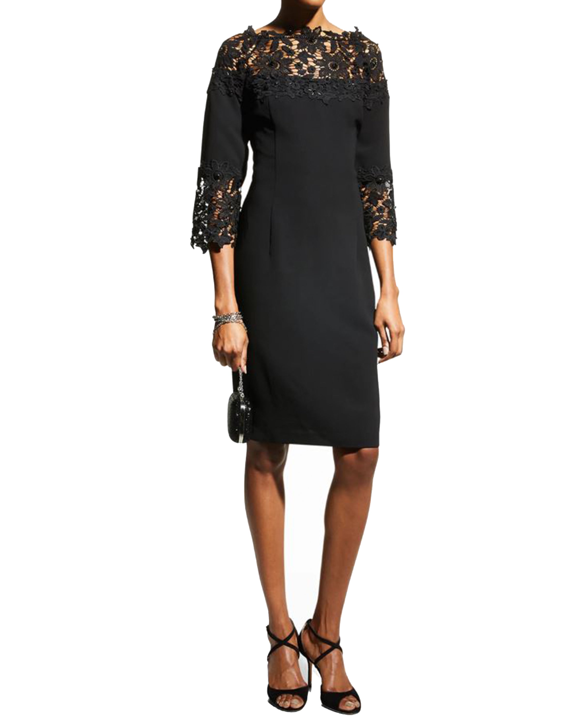 Buy Online Beaded Lace Yoke Dress in Black for Women | Shani Collection