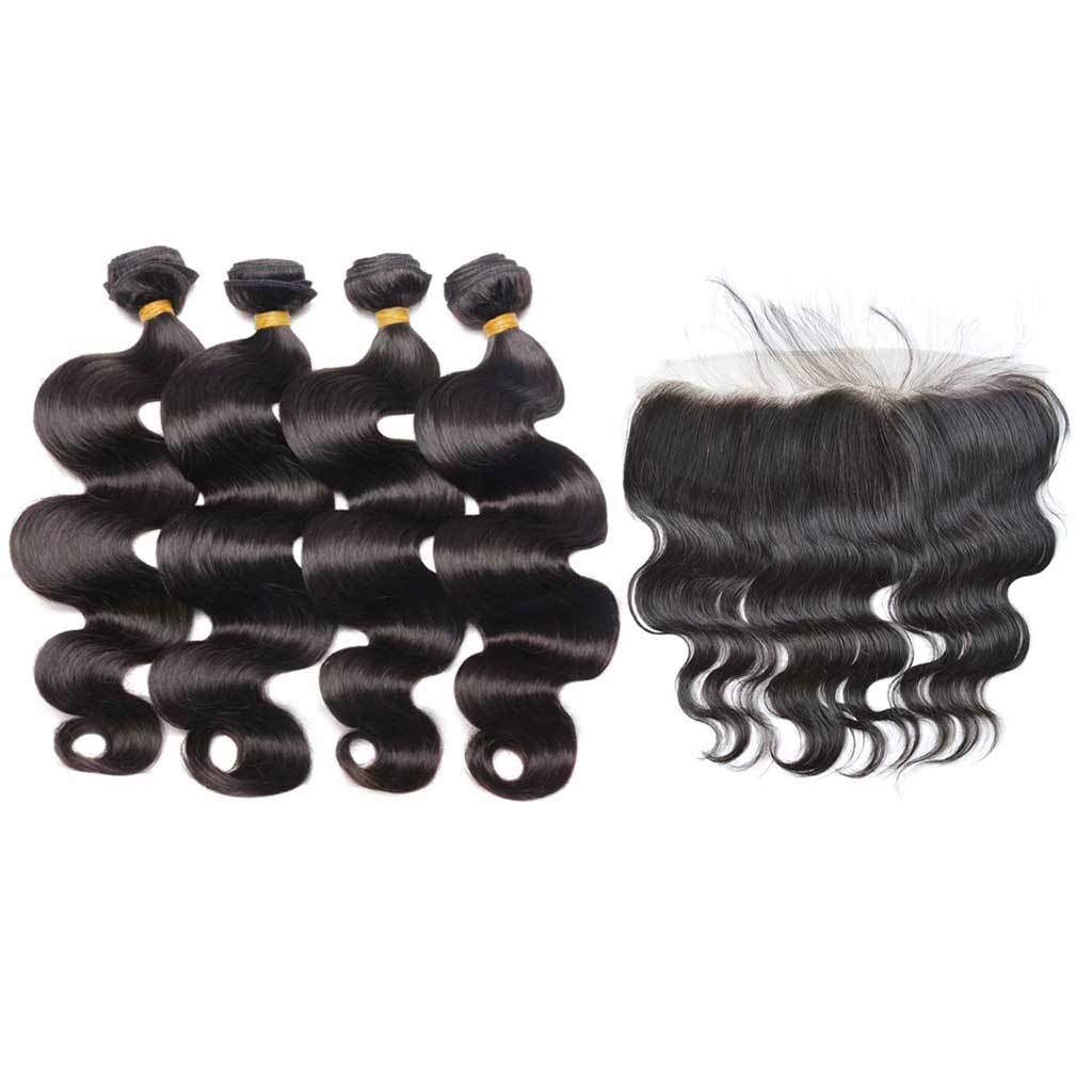 human hair 4 bundles with frontal