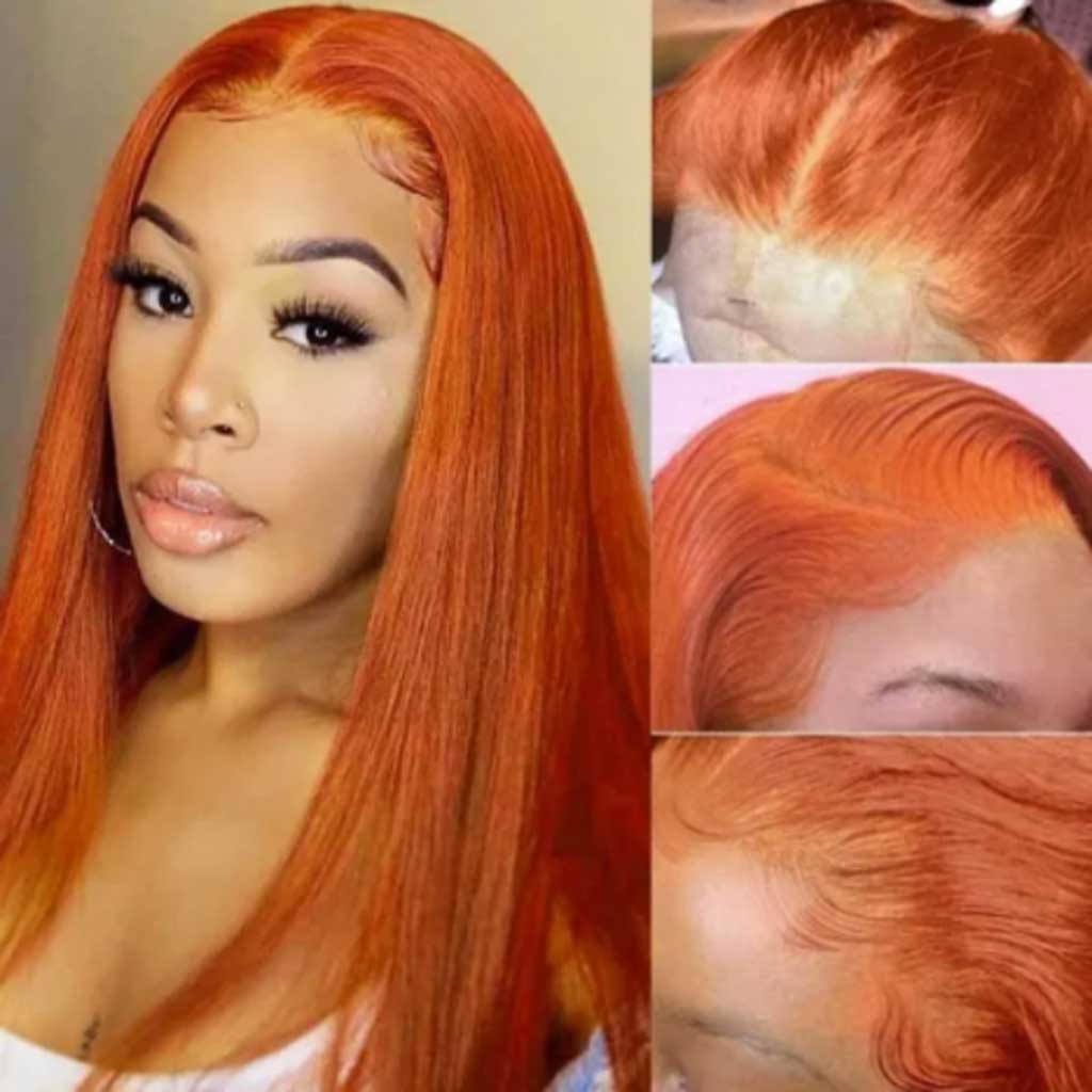 Ginger Orange Color Straight Hair Lace Front Wig Transparent Lace Wig –  bombtress