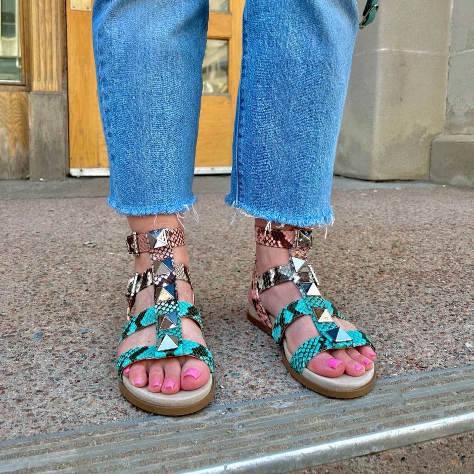 MICHAEL KORS - WREN GLADIATOR SANDAL IN OCEAN BLUE MULTI - the Urban Shoe  Myth