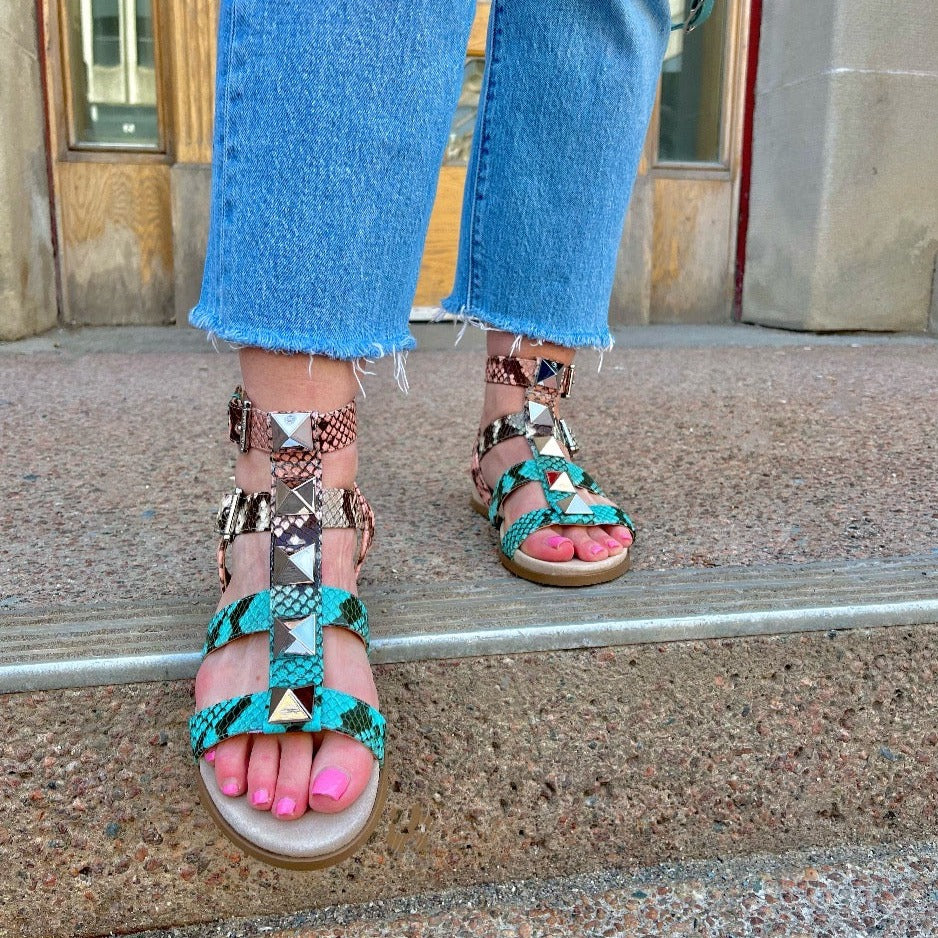 MICHAEL KORS - WREN GLADIATOR SANDAL IN OCEAN BLUE MULTI - the Urban Shoe  Myth