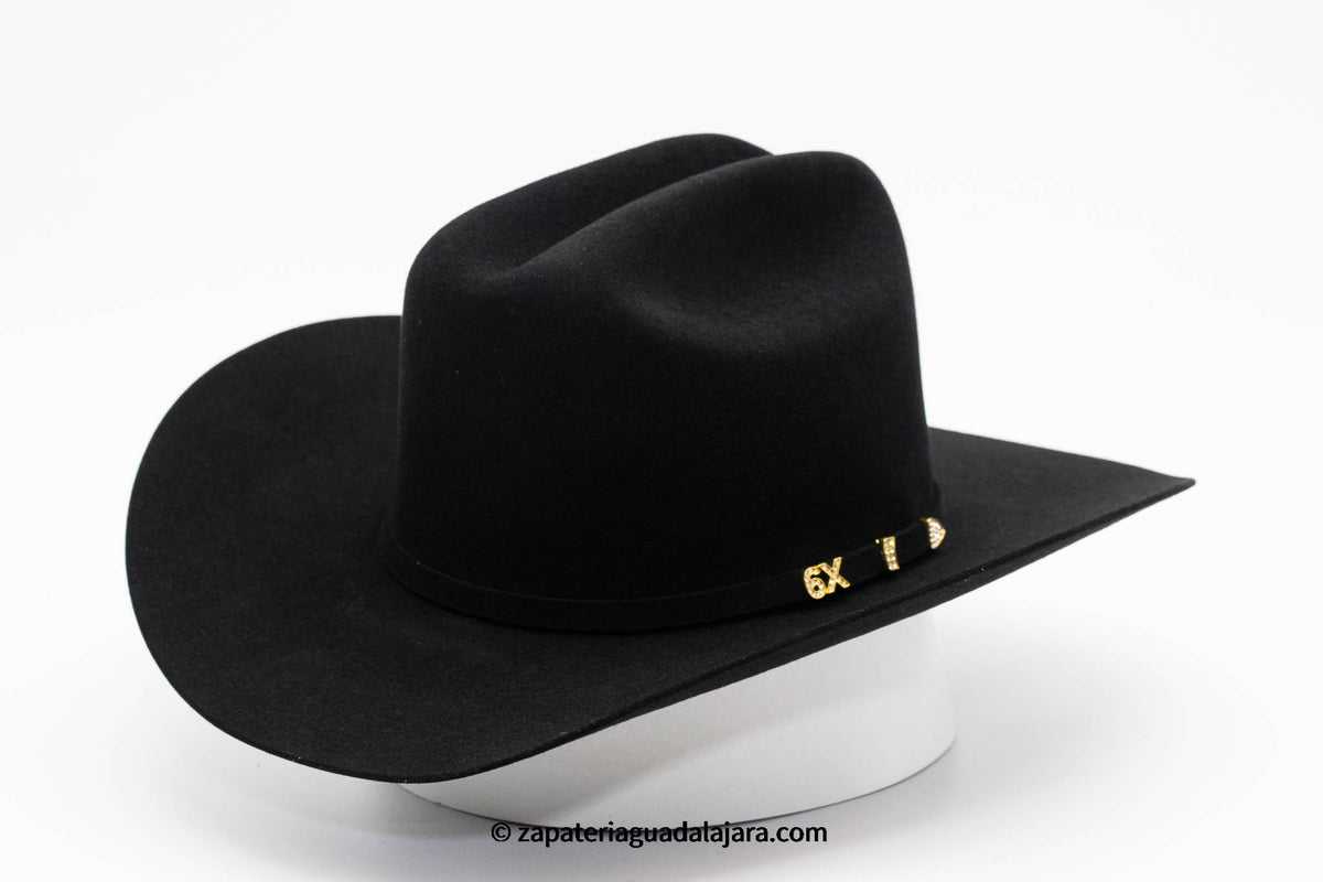 SERRATELLI 6X AMAPOLA BEAVER BLACK FELT HAT | Genuine Leather Cowboy ...