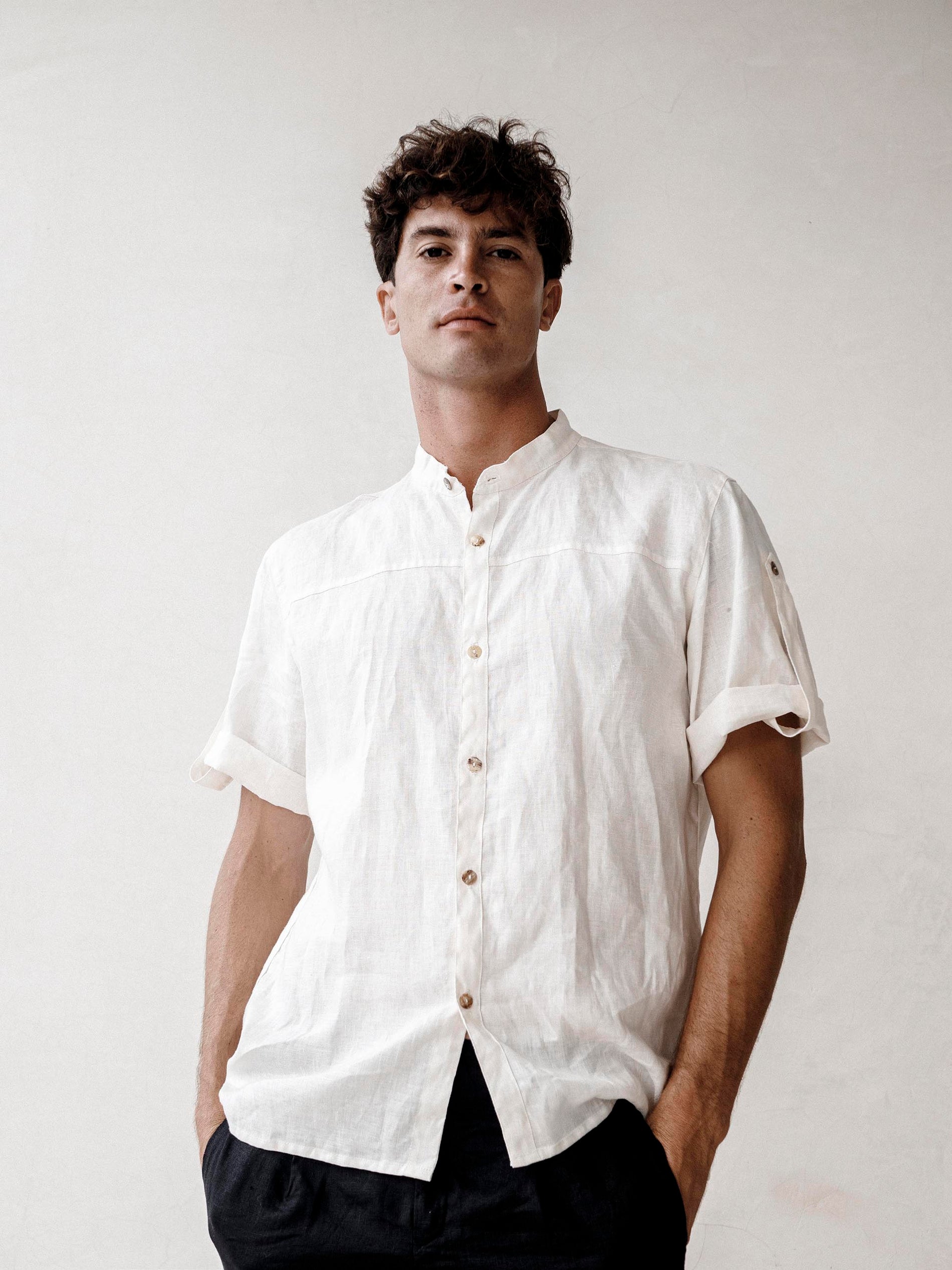 Men's Linen Safari Shirt, short sleeves, button down︱ - In the Middle Tulum