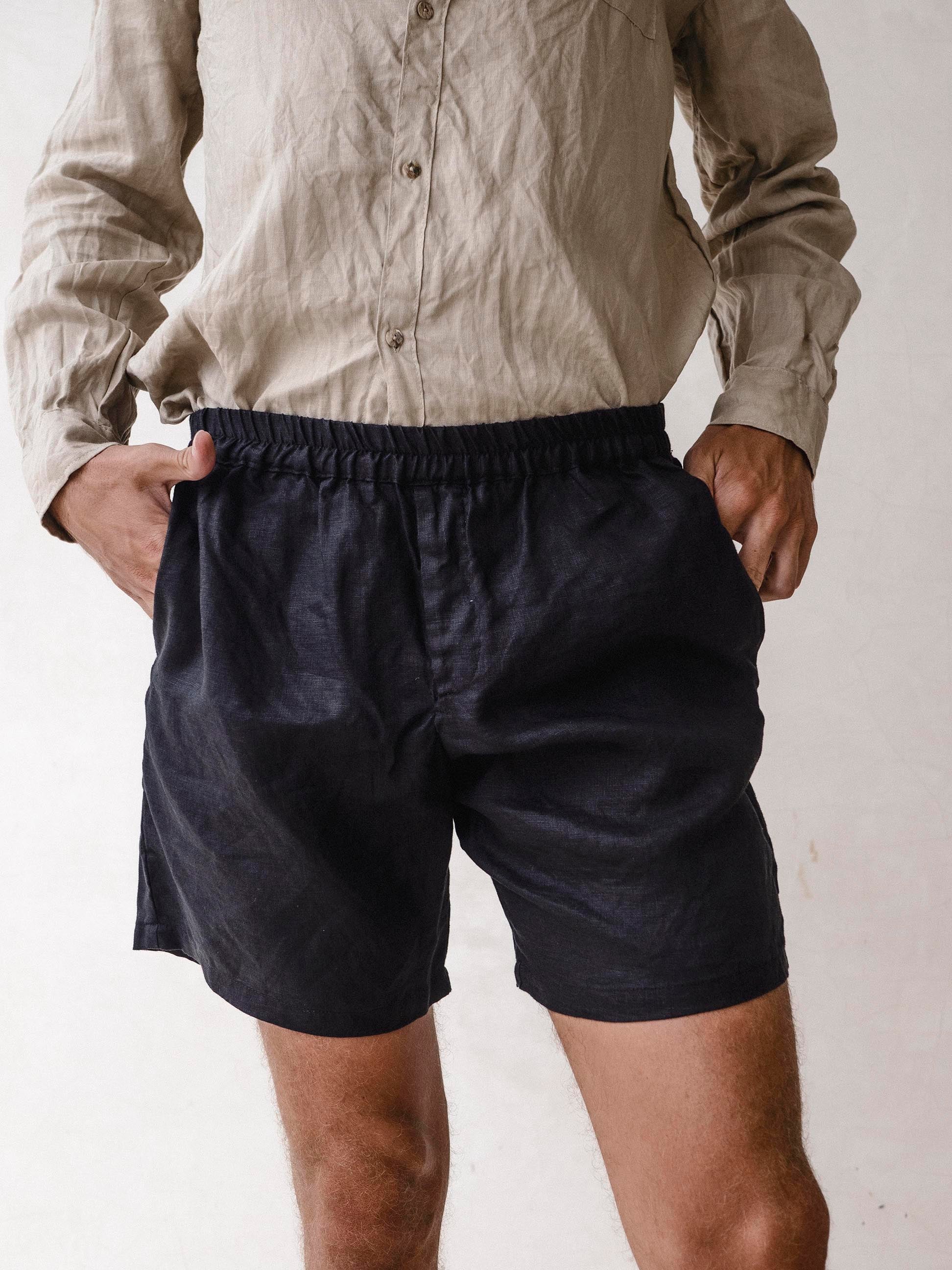 Cathalem Linen Pants Men Men's Linen Shorts Cotton Casual