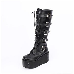 Size Lace Up Heel Gothic Platform Boots 