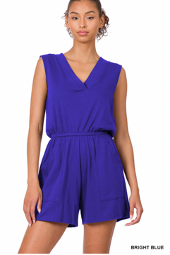 Zenana Sleeveless Romper - Blue