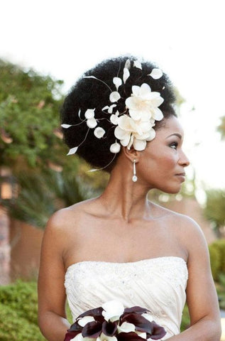 Wedding hairstyles for natural hair with accessory