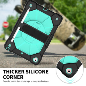 Contrast Color Robot Shockproof Silicon + PC Protective Case with Holder & Shoulder Strap For iPad 10.2 2021 / 2020 / 2019(Black Mint)