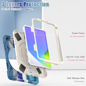 Silicone + PC Protective Tablet Case with Holder & Shoulder Strap For iPad mini 6(Colorful Blue)