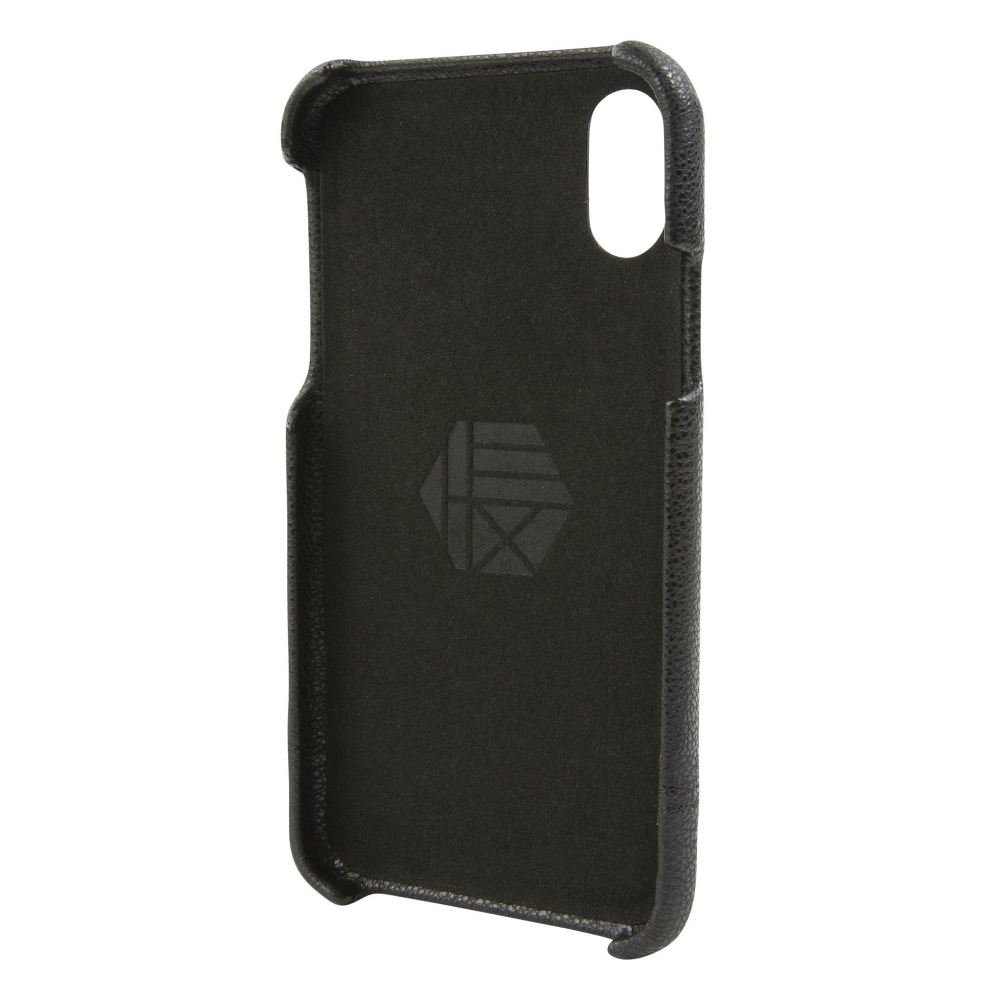 Black Leather Shield Wallet for iPhone Xs