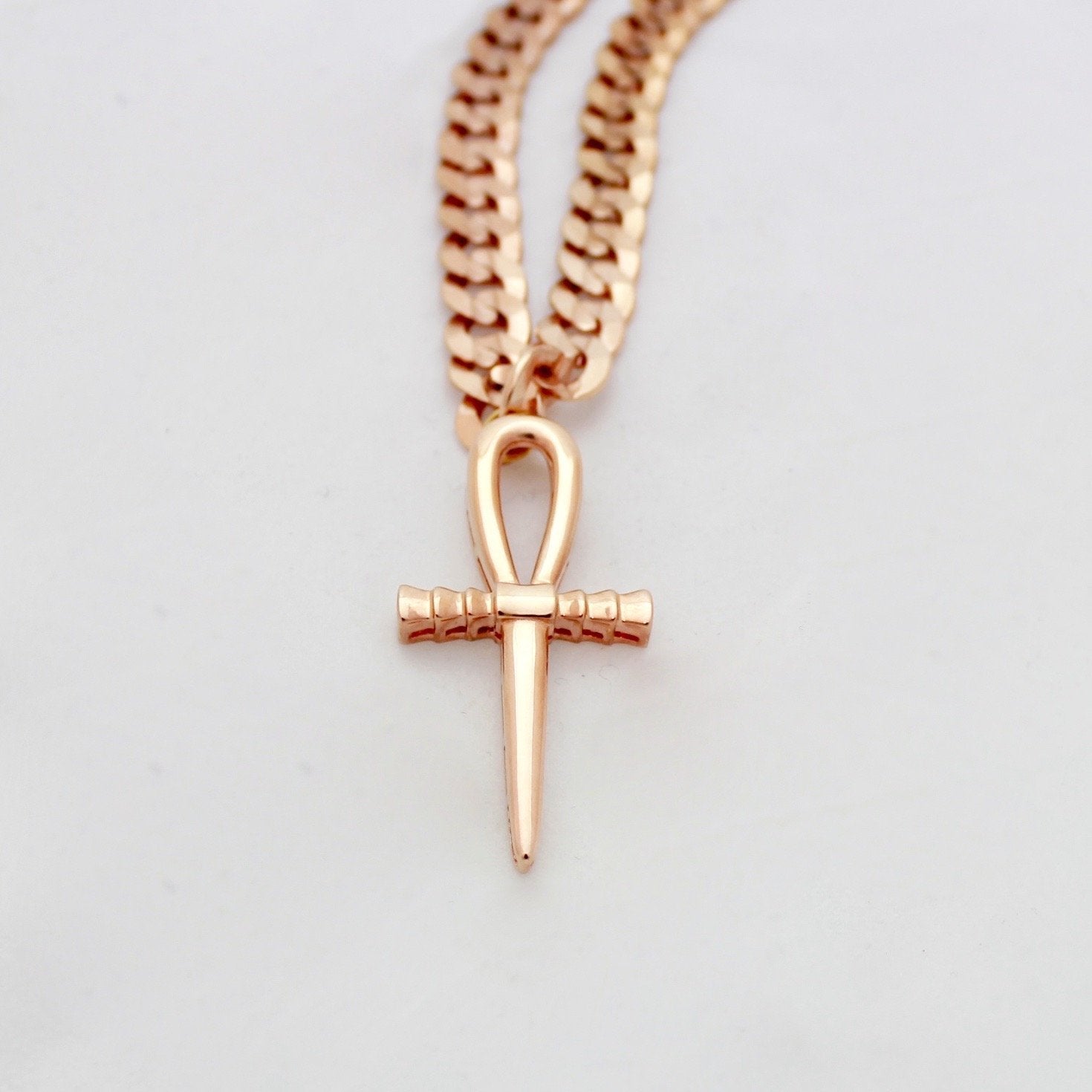 Real 10k Gold Ankh Charm Pendant 10kt Yellow Gold Cross For Chain – G Bar