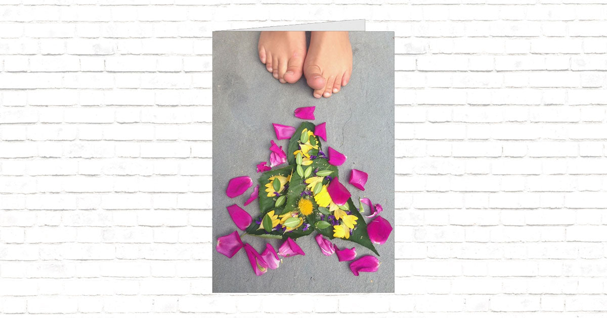Flower Art with Toes Folded Card