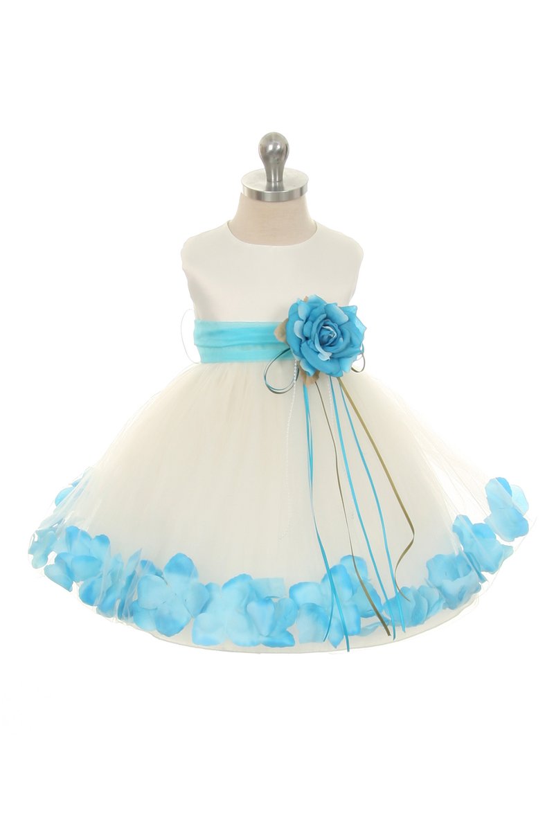 Satin Flower Petal Baby Dress With Organza Sash 195B (White Dress ...
