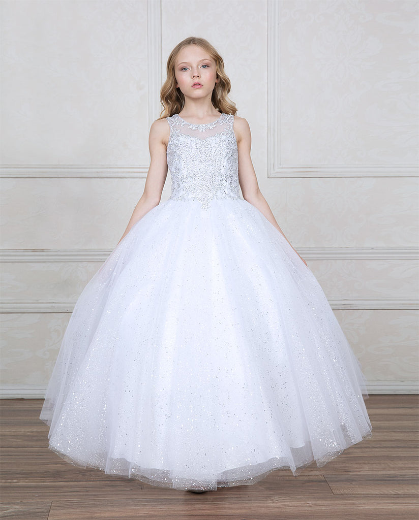 white tulle ball gown